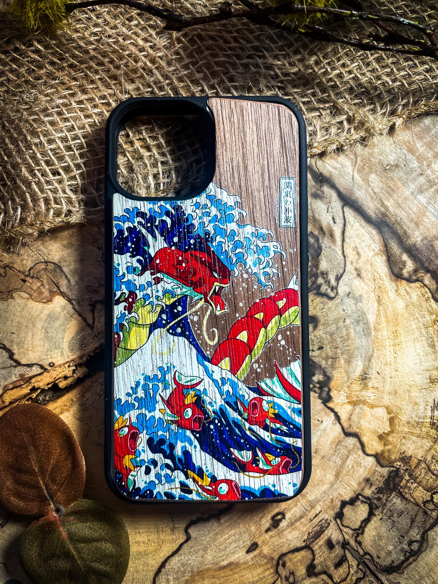 Red Shiny Majestic Dragon & Wave   Kanagawa  Monster