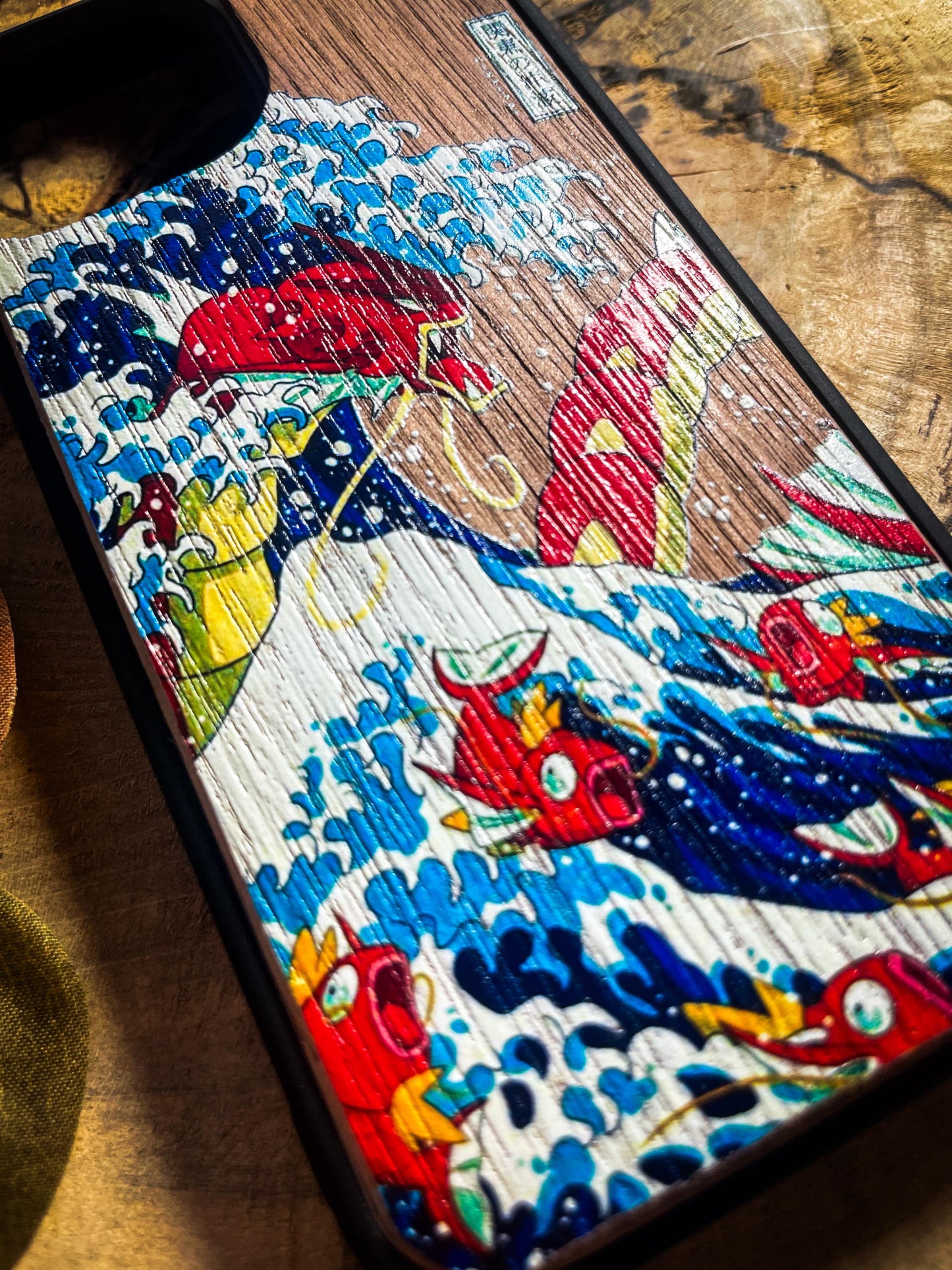 Red Shiny Majestic Dragon & Wave   Kanagawa  Monster