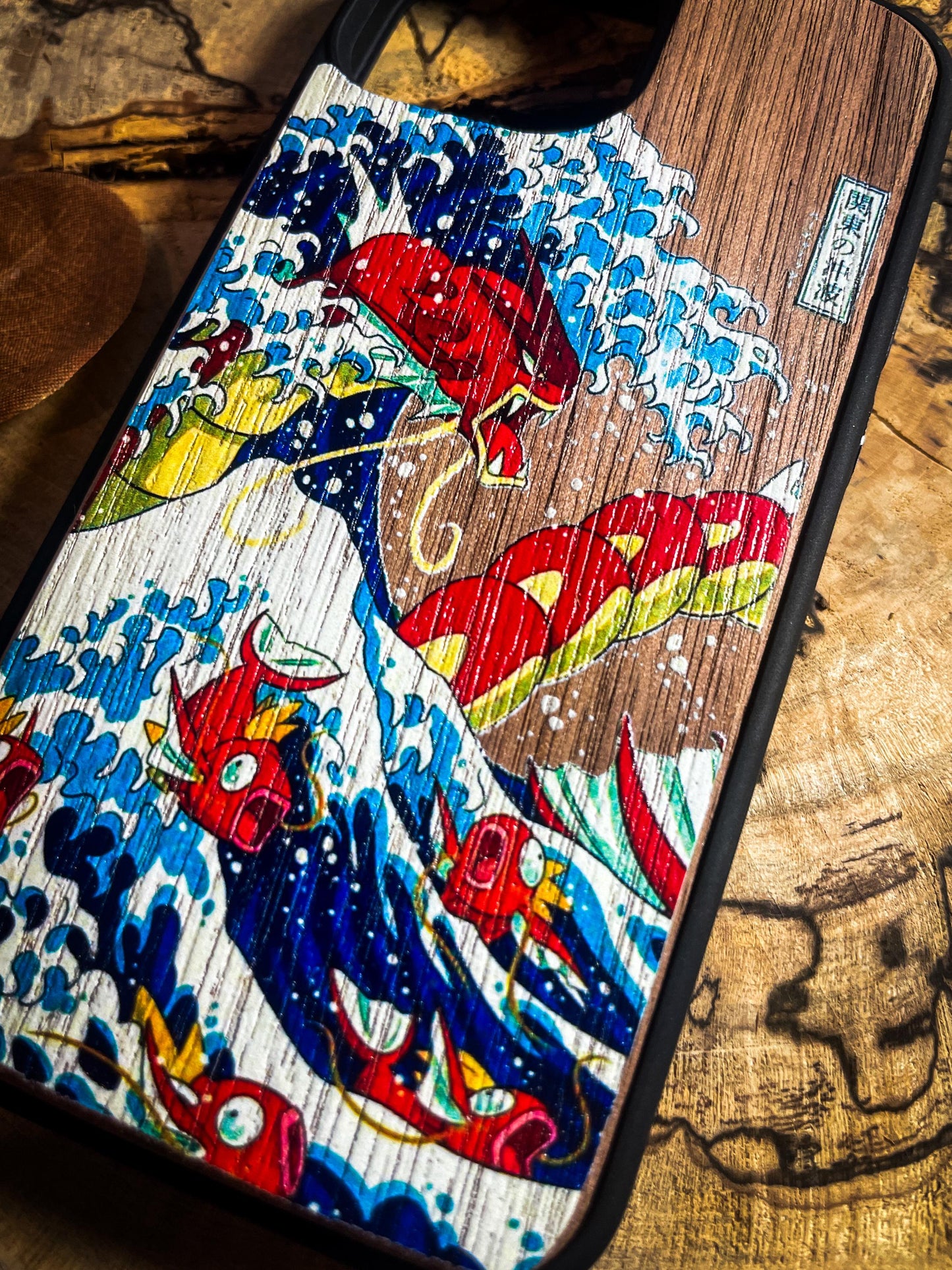 Red Shiny Majestic Dragon & Wave   Kanagawa  Monster