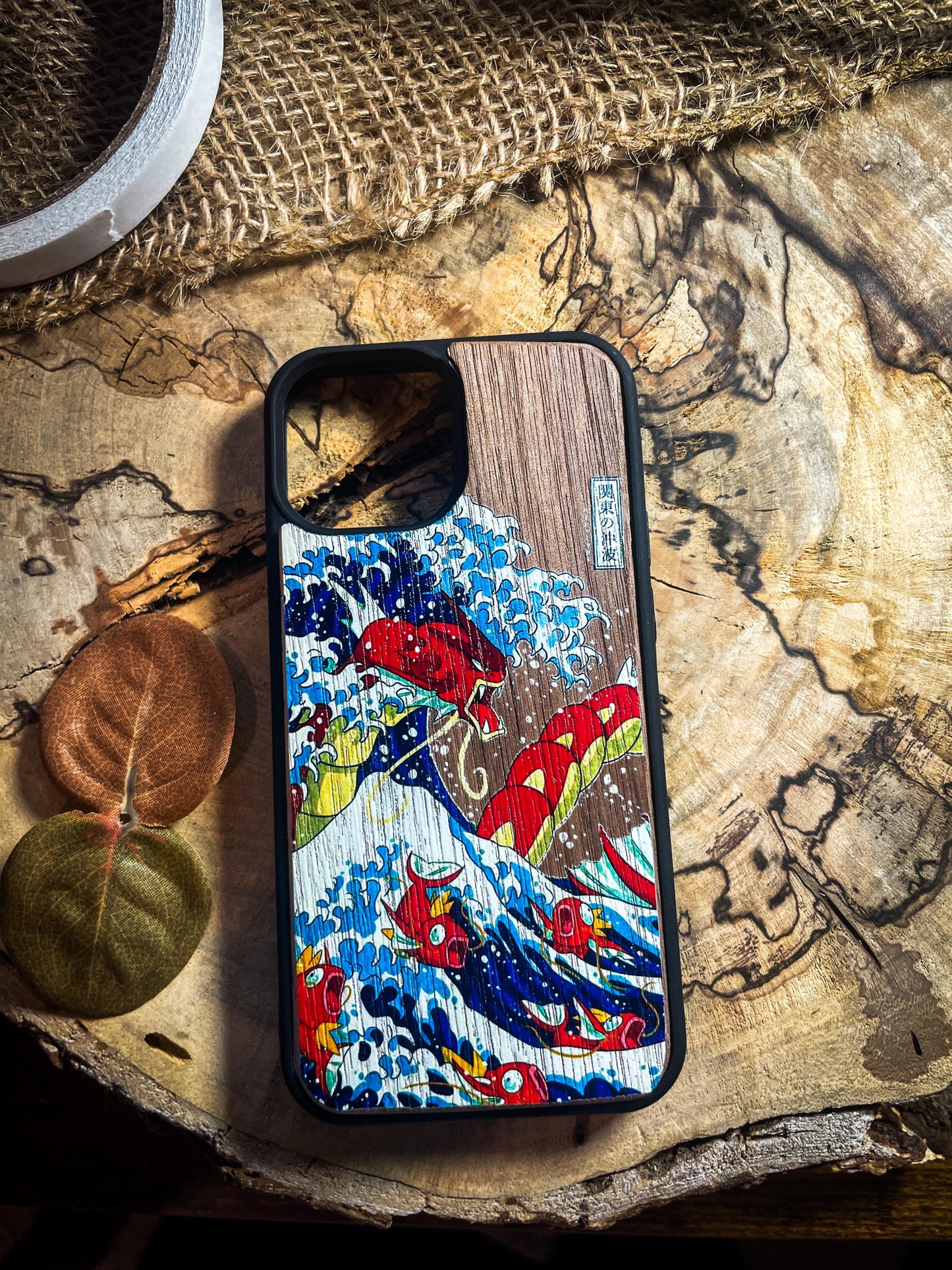 Red Shiny Majestic Dragon & Wave   Kanagawa  Monster