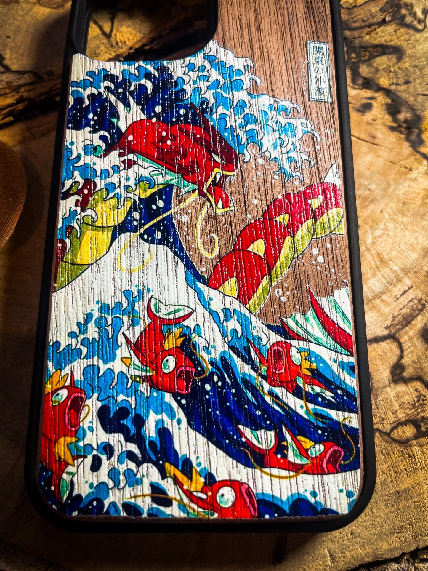 Red Shiny Majestic Dragon & Wave   Kanagawa  Monster
